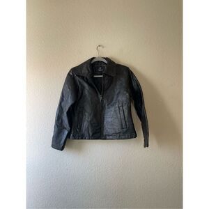 Vintage 90s leather patchwork‎ jacket size small